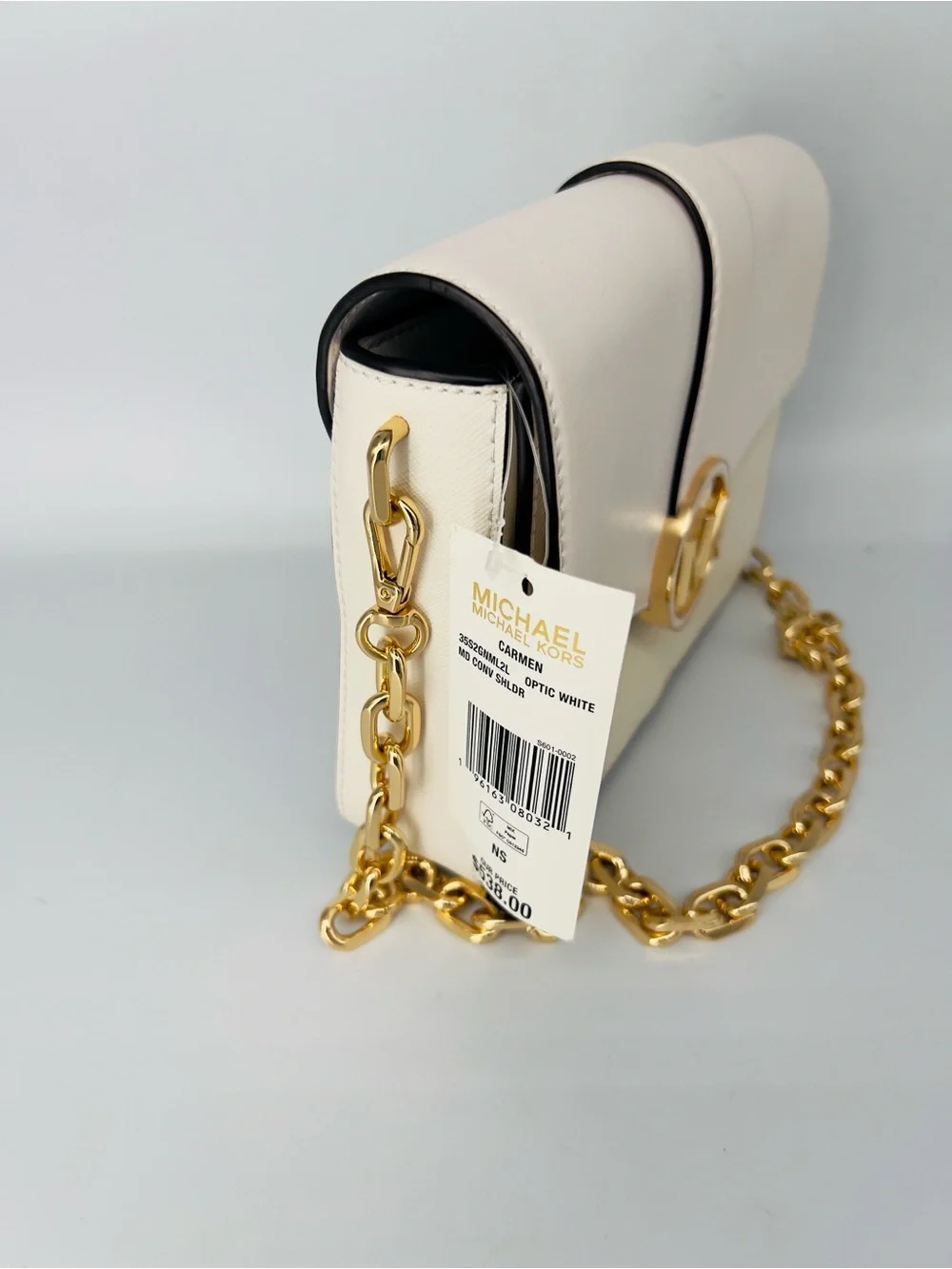 Michael Kors optic White MK Logo Chain Crossbody Bag